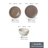 Keramika Brown Mix Yemek Takımı 18 Parça 6 Kişilik 950-958-977 - 4