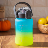 Porsima 700.114 Su Şişesi - Motivasyon Su Matarası - Plastik Renkli Spor Suluk - Mavi Yeşil 1000 ml - 1