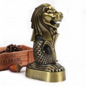 Vintage Metal Singapur Merlion Biblo Antik Bronz 16 cm thumbnail 1