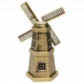 Vintage Metal Hollanda Yel Değirmeni Biblo Antik Bronz 17 cm - 2
