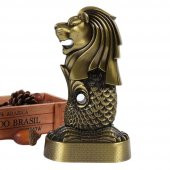 Vintage Metal Singapur Merlion Biblo Antik Bronz 16 cm thumbnail 2