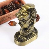 Vintage Metal Singapur Merlion Biblo Antik Bronz 16 cm thumbnail 3