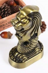 Vintage Metal Singapur Merlion Biblo Antik Bronz 16 cm thumbnail 8
