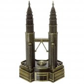 Vintage Metal Malezya Twin Towers Biblo Antik Bronz 18 cm thumbnail 1