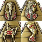 Vintage Metal Mısır Piramidi Biblo Antik Bronz 8 cm thumbnail 3