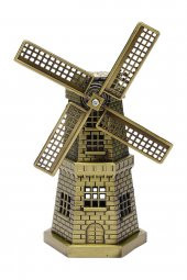 Vintage Metal Hollanda Yel Değirmeni Biblo Antik Bronz 17 cm - 6