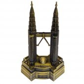 Vintage Metal Malezya Twin Towers Biblo Antik Bronz 18 cm thumbnail 3