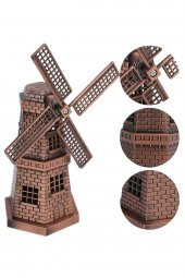 Vintage Metal Hollanda Yel Değirmeni Biblo Antik Bakır 17 cm - 7
