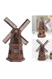 Vintage Metal Hollanda Yel Değirmeni Biblo Antik Bakır 17 cm - 8