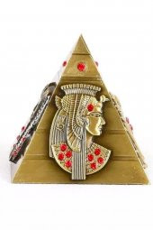 Vintage Metal Mısır Piramidi Biblo Antik Bronz 8 cm thumbnail 7