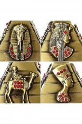 Vintage Metal Mısır Piramidi Biblo Antik Bronz 8 cm thumbnail 8