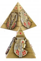 Vintage Metal Mısır Piramidi Biblo Antik Bronz 8 cm thumbnail 9