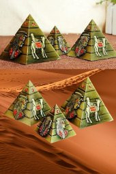 Vintage Metal Mısır Piramidi Biblo Antik Bronz 8 cm thumbnail 10