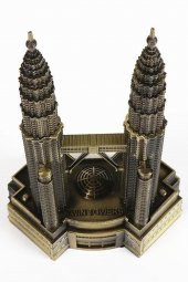 Vintage Metal Malezya Twin Towers Biblo Antik Bronz 18 cm thumbnail 7