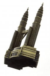 Vintage Metal Malezya Twin Towers Biblo Antik Bronz 18 cm thumbnail 9