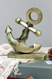 Vintage Metal Çapa Biblo Antik Bronz 16 cm thumbnail 11