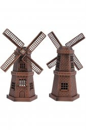 Vintage Metal Hollanda Yel Değirmeni Biblo Antik Bakır 17 cm - 11