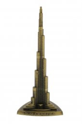 Vintage Metal Burj Khalifa Biblo Antik Bronz 22 cm Burç Halife thumbnail 7