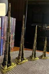 Vintage Metal Burj Khalifa Biblo Antik Bronz 25 cm Burç Halife thumbnail 11