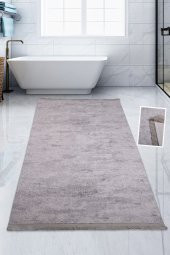 Bonny Home Nova Gri 80x150 cm Pamuk Kaymaz Taban Peluş Banyo Paspası Büyük Saçaklı Banyo Halısı - 1