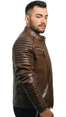 Deri Mont Taba Rengi Erkek Ceket Hakiki Kuzu Derisi Büyük Beden Brad Taba 5XL - 7