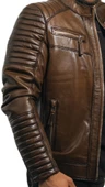 Deri Mont Taba Rengi Erkek Ceket Hakiki Kuzu Derisi Büyük Beden Brad  Taba 7XL - 8