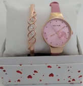 PEMBE DERİ KORDON ŞIK MKADIN KOL SAATİ - 1