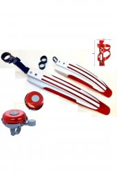 BİSİKLET ÇAMURLUK SULUK KAFES ZİL 3 LÜ AKSESUAR SETİ KIRMIZI BY İNAN - 1