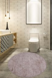 Bonny Home Nova Vizon 120x120 cm Yuvarlak Kaymaz Pamuk Taban Peluş Banyo Paspası Banyo Halısı - 1