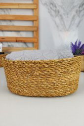 Digithome Hasır Banyo ve Makyaj Organizer Sepeti Oval Düzenleyici 24 Cm Kahverengi - PNL-PH22 S/3 C1-1-100 - 1