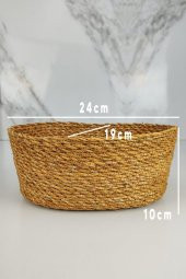 Digithome Hasır Banyo ve Makyaj Organizer Sepeti Oval Düzenleyici 24 Cm Kahverengi - PNL-PH22 S/3 C1-1-100 - 5