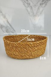 Digithome Hasır Banyo ve Makyaj Organizer Sepeti Oval Düzenleyici 20 Cm Kahverengi - PNL-PH22 S/3 C1-1-100 - 5