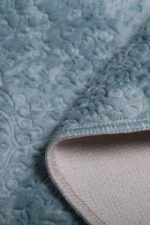 Bonny Home Nova Mavi 120x180 cm Pamuk Kaymaz Taban Peluş Banyo Paspası Büyük Püsküllü Banyo Halısı - 3