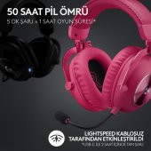 Logitech G PRO X 2 LIGHTSPEED Kablosuz DTSX Headphone 2.0 - 7.1 Surround Ses Oyun Kulaklığı - Pembe - 3
