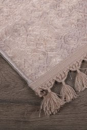 Nova Kahve 60x100 + 50x60 cm 2li Köşeli Ponpon Saçaklı Banyo Halısı Kaymaz Yıkanabilir Paspas Seti - 2