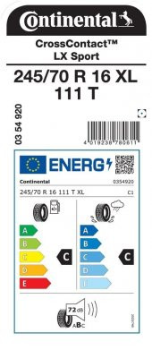 Continental 245/70 R16 111T Xl Crosscontact Lx Sport Suv 4 Mevsim Lastiği Üretim 2023 thumbnail 2