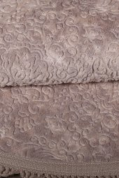 Nova Kahve Yuvarlak 100x100 Cm Ponpon Saçaklı Kaymaz Tabanlı Makinede Yıkanabilir Banyo Paspası - 5