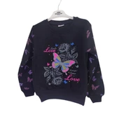 Şardonlu Kelebek Desenli Zarif Kız Çocuk Sweat thumbnail 6