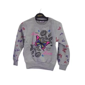 Şardonlu Kelebek Desenli Zarif Kız Çocuk Sweat thumbnail 5