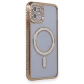 Apple iPhone 11 için Magsafe ile uyumlu Kılıf Simli Kamera Kenar Taşlı Kapak thumbnail 3