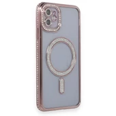 Apple iPhone 11 için Magsafe ile uyumlu Kılıf Simli Kamera Kenar Taşlı Kapak thumbnail 4