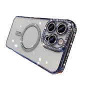 Apple iPhone 11 için Magsafe ile uyumlu Kılıf Simli Kamera Kenar Taşlı Kapak thumbnail 9