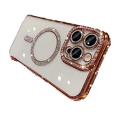 Apple iPhone 11 için Magsafe ile uyumlu Kılıf Simli Kamera Kenar Taşlı Kapak thumbnail 11