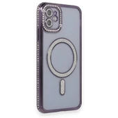 Apple iPhone 11 için Magsafe ile uyumlu Kılıf Simli Kamera Kenar Taşlı Kapak thumbnail 1