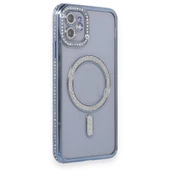 Apple iPhone 11 için Magsafe ile uyumlu Kılıf Simli Kamera Kenar Taşlı Kapak thumbnail 5