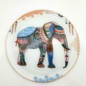 Glore Elephant Altın Yaldızlı Cam Tepsi - 1