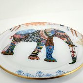 Glore Elephant Altın Yaldızlı Cam Tepsi - 6