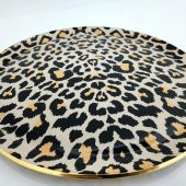 Glore Leopar Somon Altın Yaldızlı Tepsi - 4
