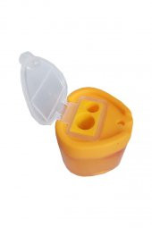 Kalemtraş Çift Gözlü Üçgen Sarı 1 Adet Hazneli Kalemtraş Canlı Renkler Standart Kalem Açacağı Jumbo Kalem Açacağı - 2