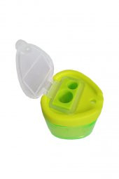 Kalemtraş Çift Gözlü Üçgen Yeşil 1 Adet Hazneli Kalemtraş Canlı Renkler Standart Kalem Açacağı Jumbo Kalem Açacağı - 2